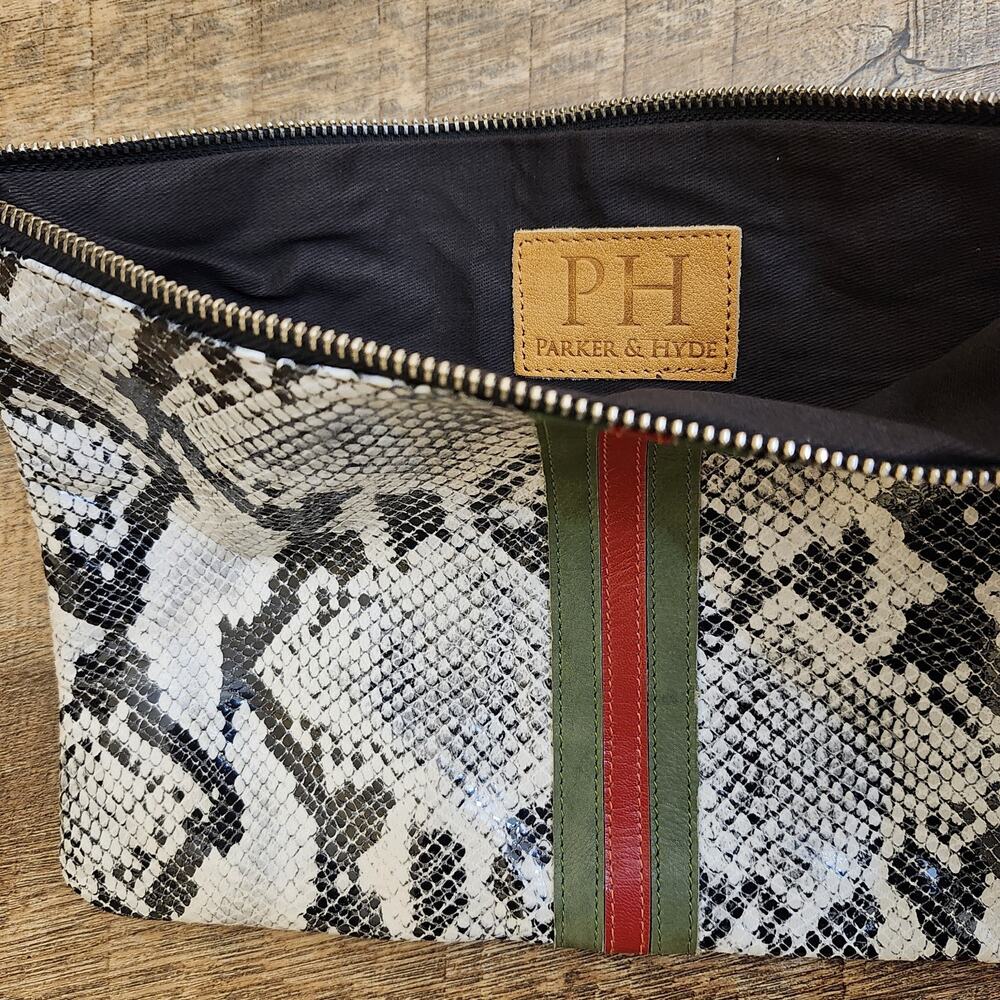 Parker & Hyde Stripe Python Clutch Bag - Picture 2 of 2